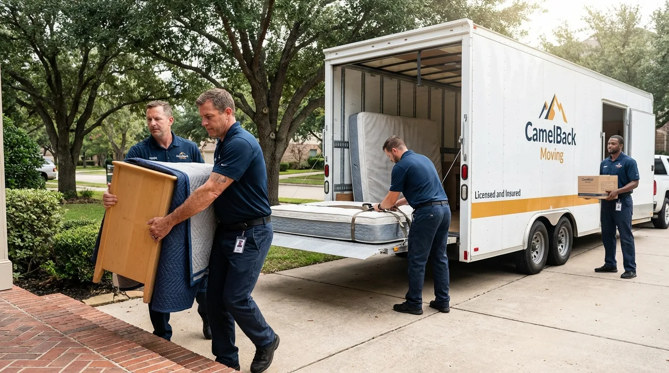 Crew loading residential truck for cross-state move from Robesonia, PA