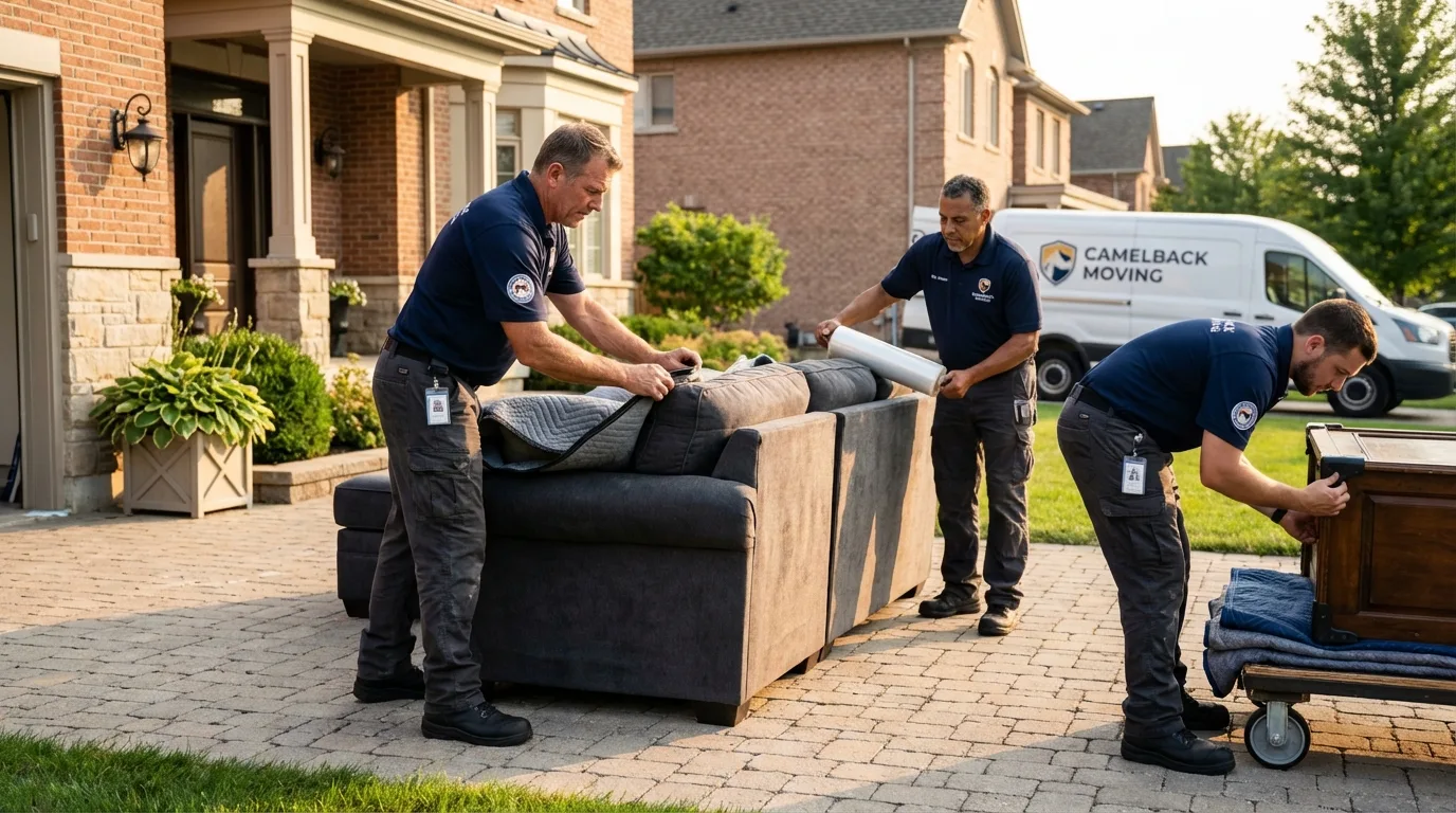 Large estate moving crew wrapping furniture in Robesonia, PA
