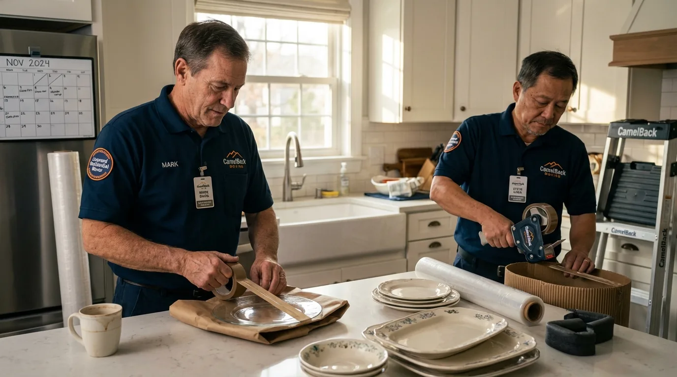 Professional crew packing kitchen dishware in Robesonia, PA